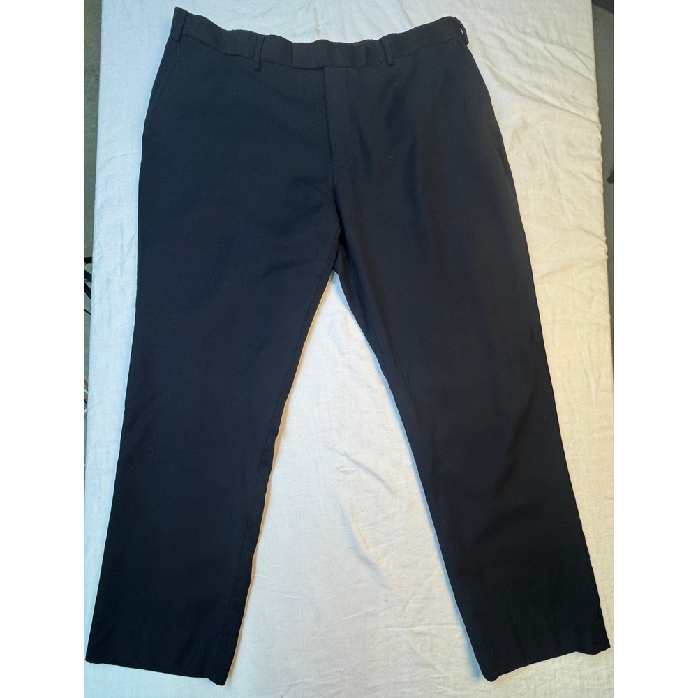 Charles Tyrwhitt Mens Pure New Wool Dress Pants Navy Blue Classic Fit 38W 32L